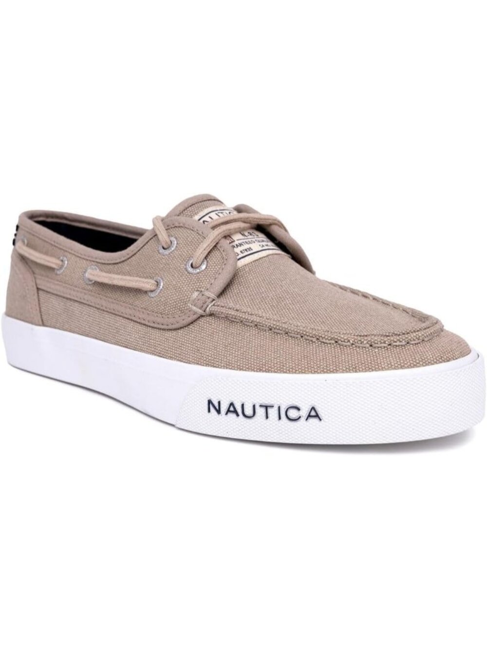 Nautica Men's Washed Tan Moc Toe Cushioned Insole Deck Fashion Lace Up Loafers
